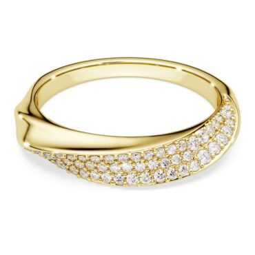 Swarovski Classica band ring Round cut, White, Sterling silver, 18K gold finish