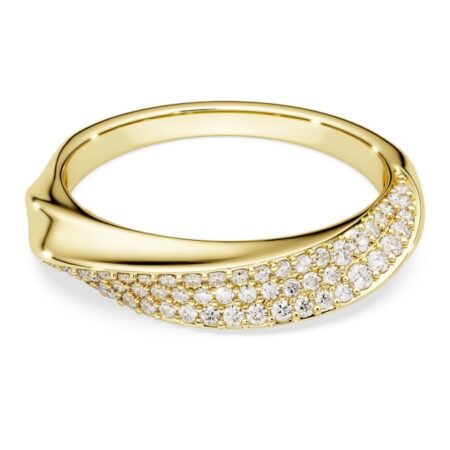 Swarovski Classica band ring Round cut, White, Sterling silver, 18K gold finish