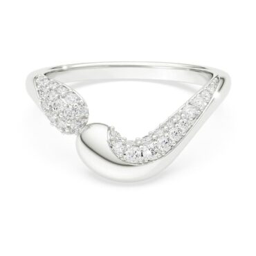 Classica open ring Round cut, White, Sterling silver 58