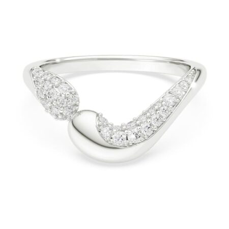 Classica open ring Round cut, White, Sterling silver 58