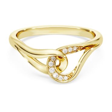 Classica ring Round cut, Interlocking, White, Sterling silver, 18K gold finish55