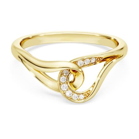 Classica ring Round cut, Interlocking, White, Sterling silver, 18K gold finish55