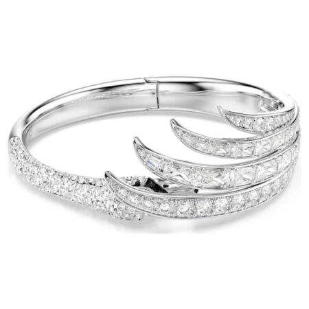 Vienna bangle Mixed cuts, Swan, White, Rhodium platedM
