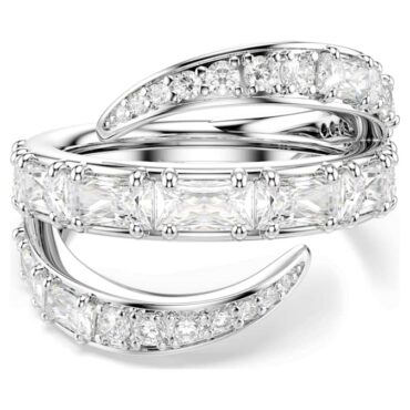 Vienna ring Mixed cuts, Swan, White, Rhodium plated50-55
