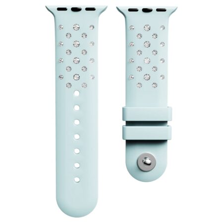 Watch strap Silicone with stitching, Blue, Stainless steel
